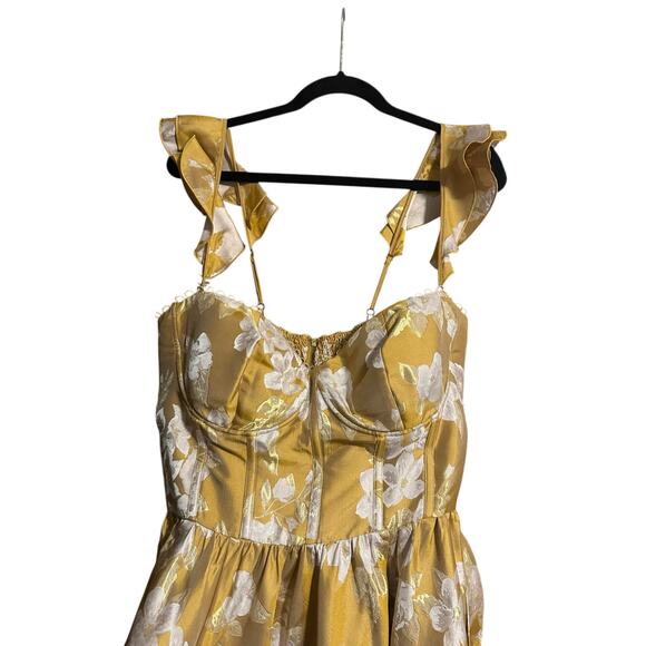 V. Chapman Gold Floral Midi Dress - Picture 12 of 16